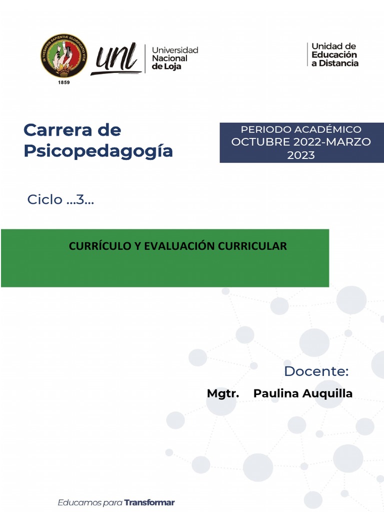 Currículo y Evaluación en Psicopedagogía | PDF | Plan de estudios ...