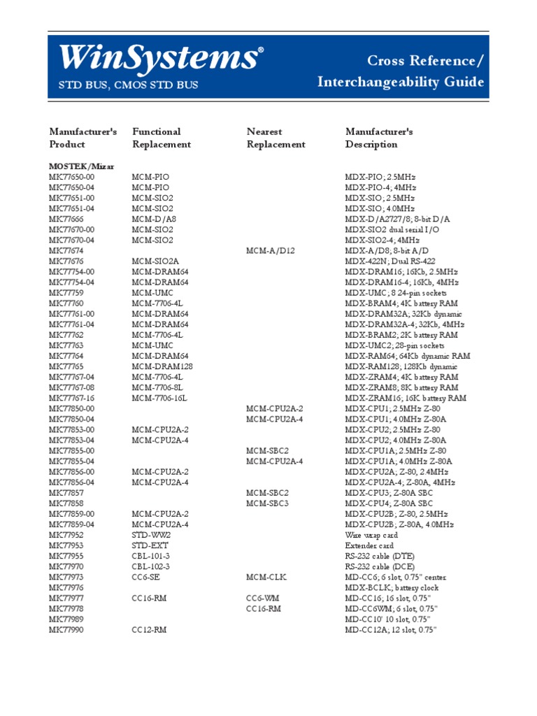 STD Bus CMOS Cross Reference Guide | PDF | Random Access Memory ...