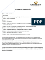 Lista de Documentos para Admissão