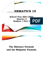 Quarter 3 Session 1 Part 1 - Distance Midpoint Formulas
