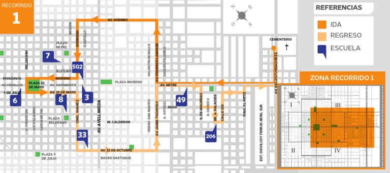 Recorrido y paradas del colectivo 1 | PDF