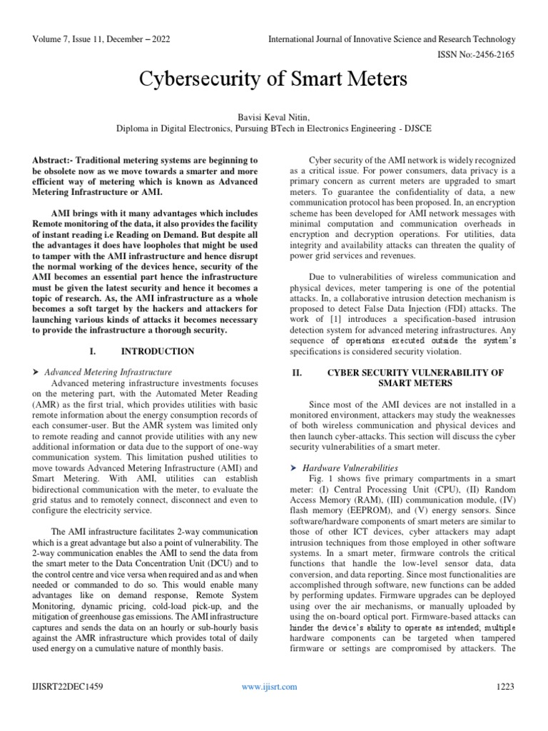 Cybersecurity Risks in Smart Meters | PDF | Security | Computer Security