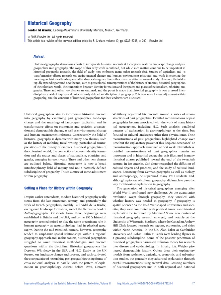 Understanding Historical Geography PDF Geography Landscape