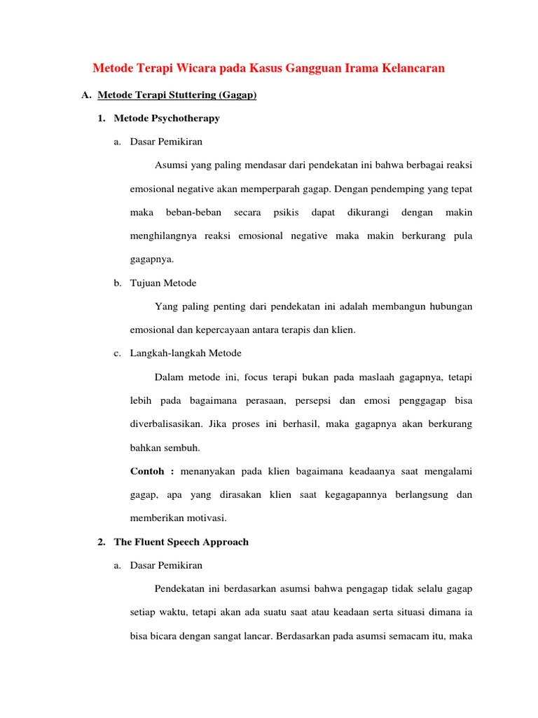 Metode Terapi Gagap dan Cluttering | PDF