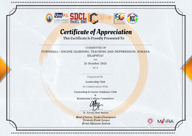 Certificate of committee townhall pdf