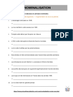 Nominalisation Verbe Nom PDF Exercice 1