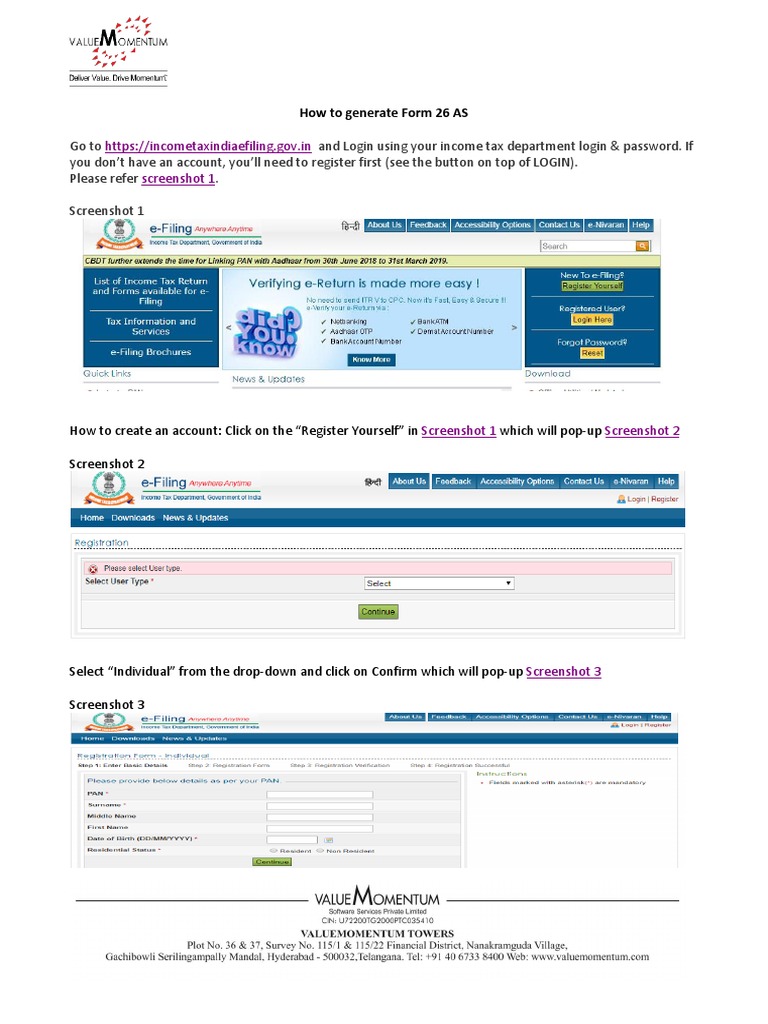 How To Generate Form 26 AS | PDF