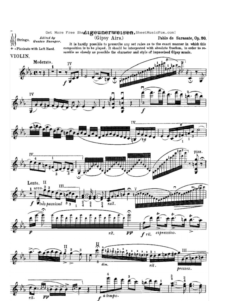Zigeunerweisen Violin PDF