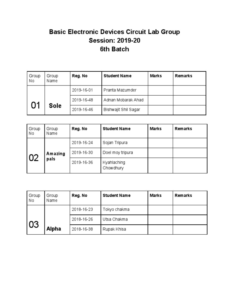 Basic Electronic Devices and Circuits Lab Group Circuit Diagram