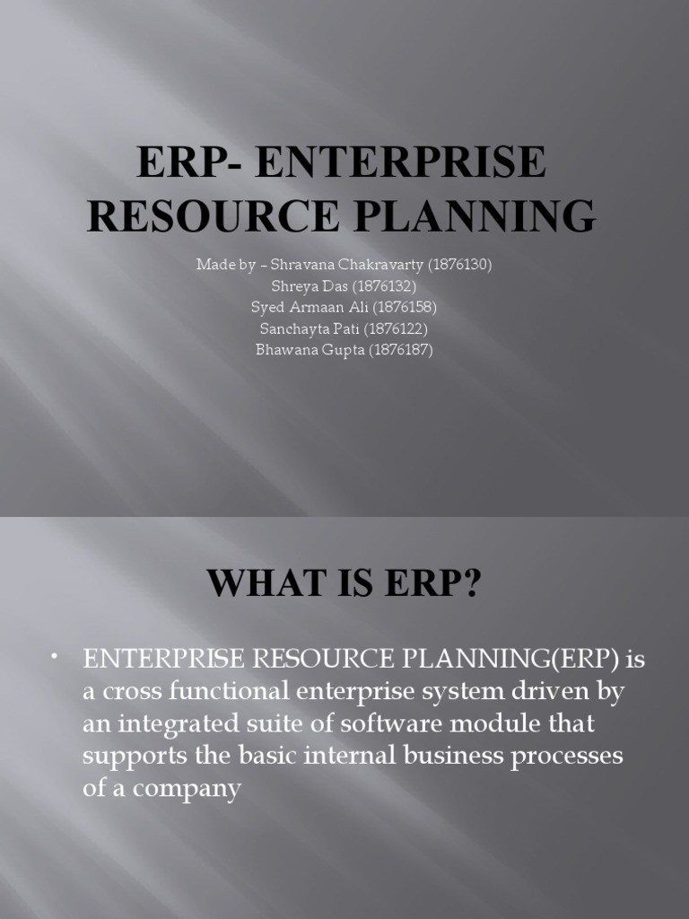 Erp - Enterprise Resource Planning | PDF | Enterprise Resource Planning