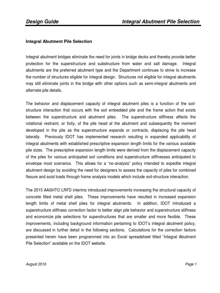Integral Abutment Design Guide | PDF | Deep Foundation | Bending
