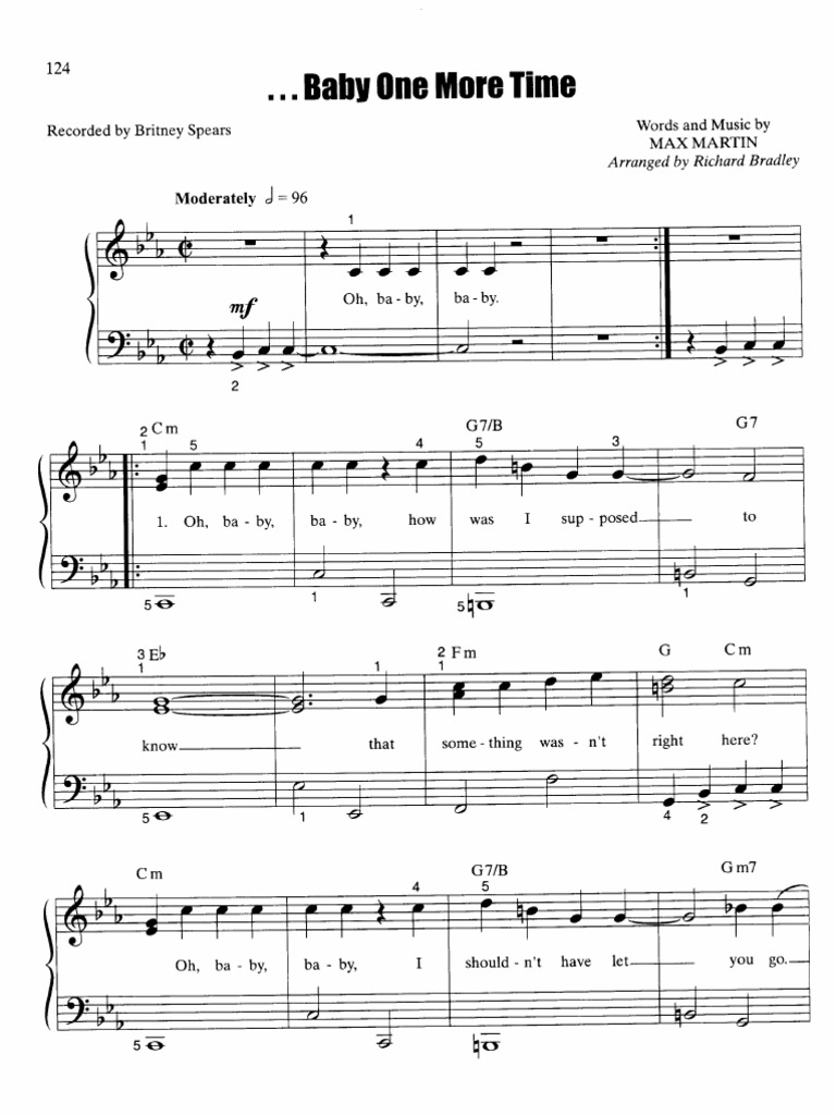 Baby One More Time Piano Sheet Britney Spears Popular Culture Media Studies
