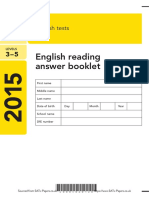 ks2 English 2015 Reading Answer Booklet