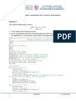 TP 5: Résolution Numérique Des Systèmes Différentiels: Exercice 1