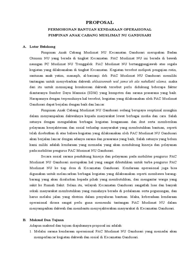 Permohonan Bantuan Kendaraan Operasional | PDF
