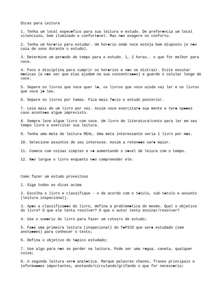 Dicas para Estudo e Leitura Eficaz | PDF
