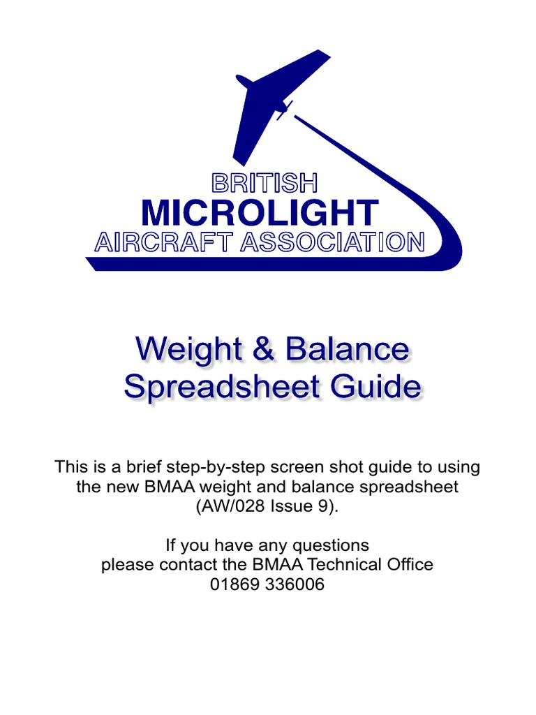 Weight Balance Spreadsheet Guide BMAA PDF Microsoft Excel