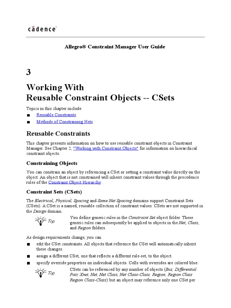Allegro Constraint Manager User Guide Working With Reusable Constraint ...