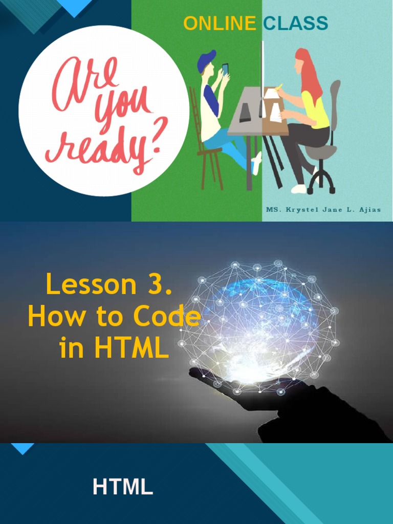 Lesson 3. Coding in HTML PDF Html Html Element