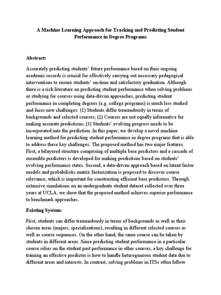 Predicting Student Performance with ML | PDF | Prediction | Machine ...