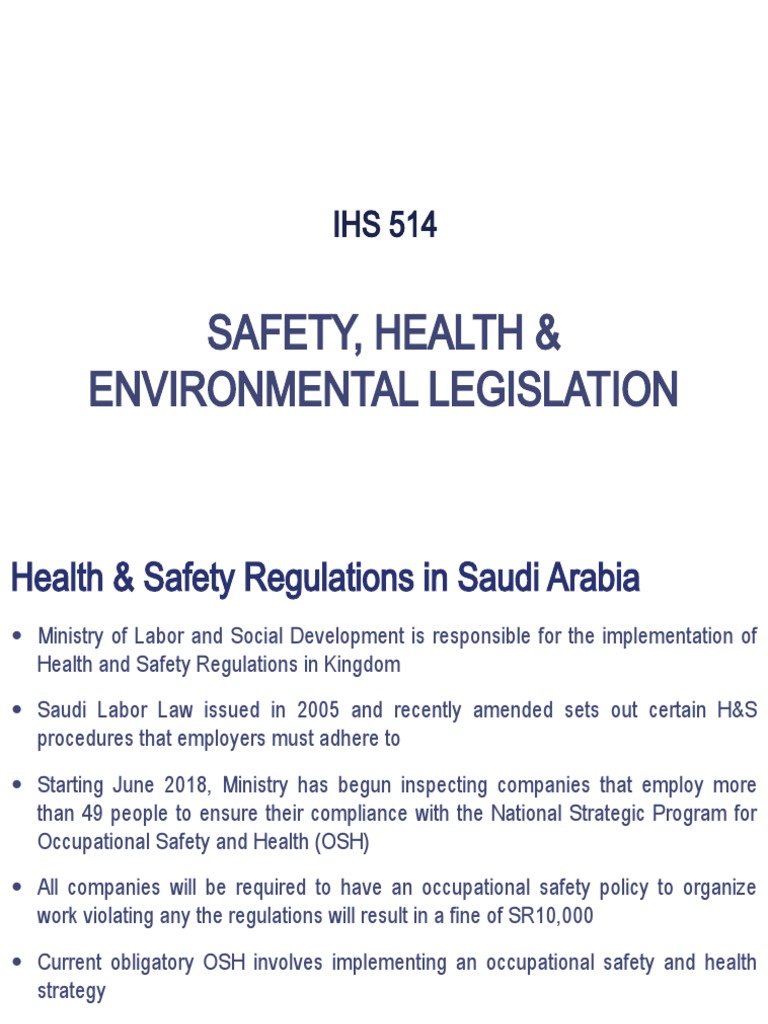 Saudi Arabia Health & Safety Regulations | PDF | Occupational Safety ...