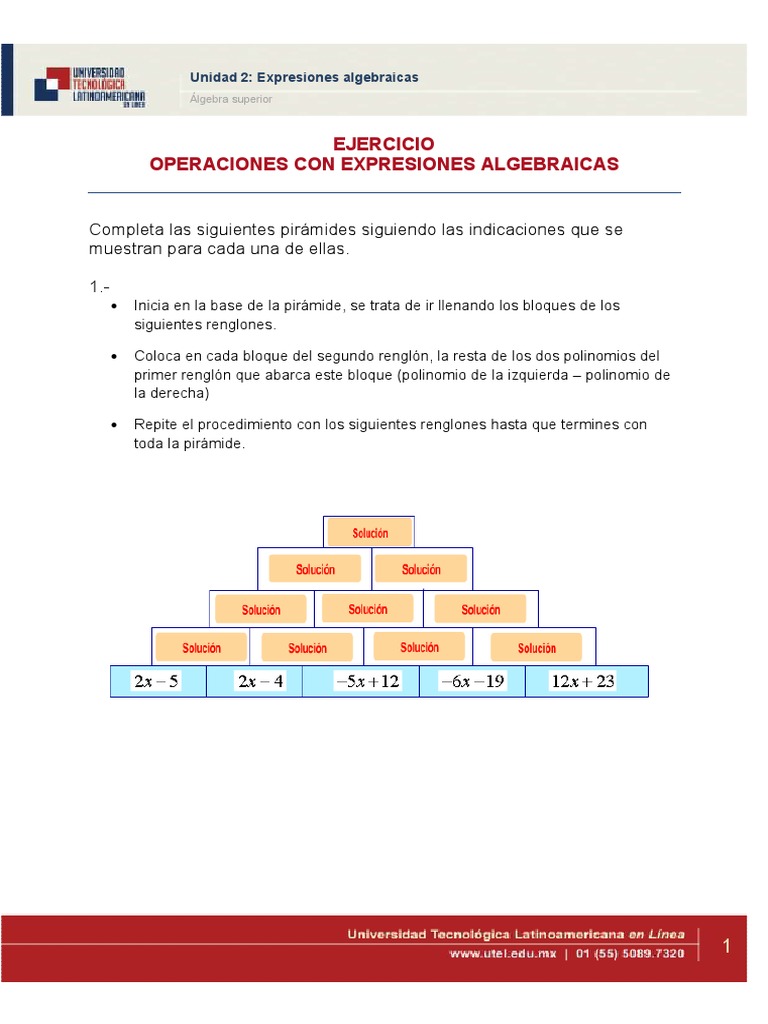 Operaciones de Expresiones Algebraicas | PDF