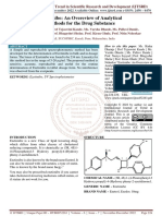 Ezetimibe An Overeview of Analytical Methods For The Drug Substance