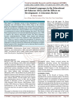 The Introduction of Colonial Languages in The Educational Systems of Sub Saharan Africa and The Effects On Economic Development A Literature Review