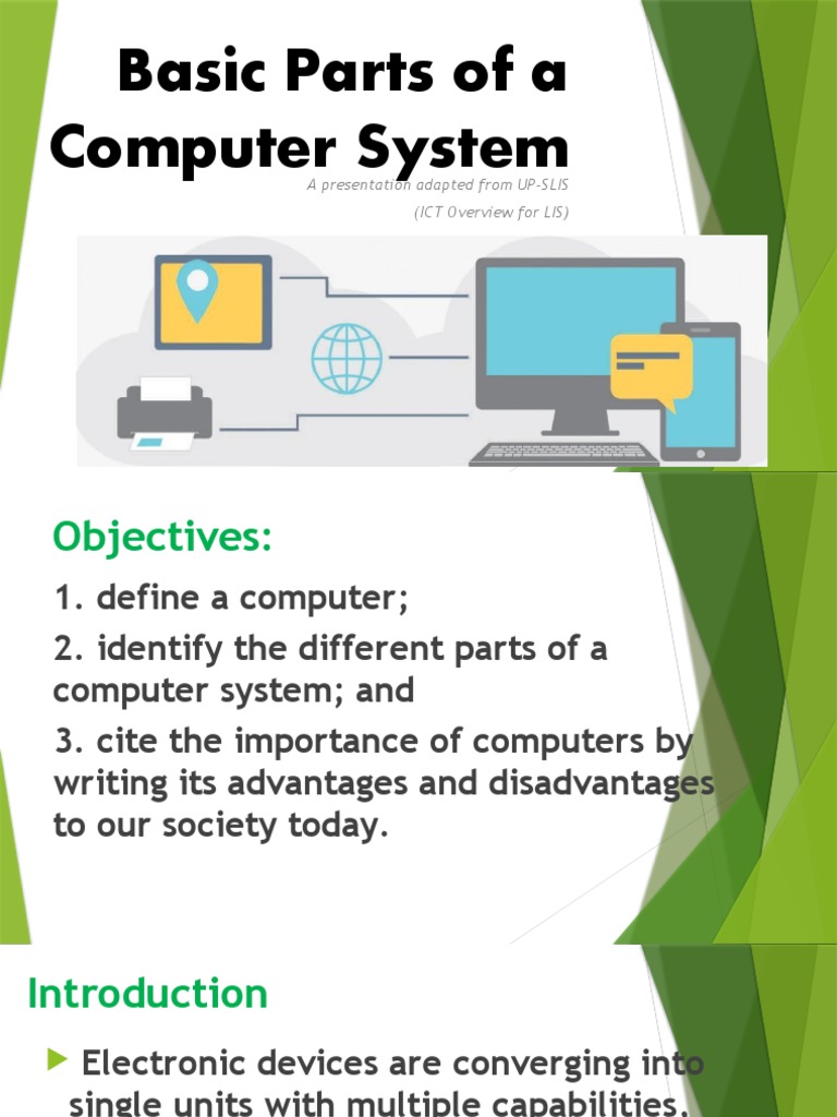 Basic Parts of A Computer System PDF Mobile Device Personal Computers