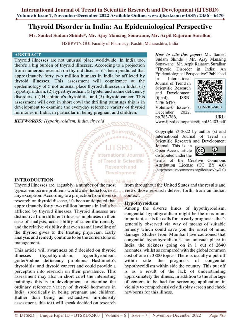 Thyroid disorder in india an epidemiological perspective pdf