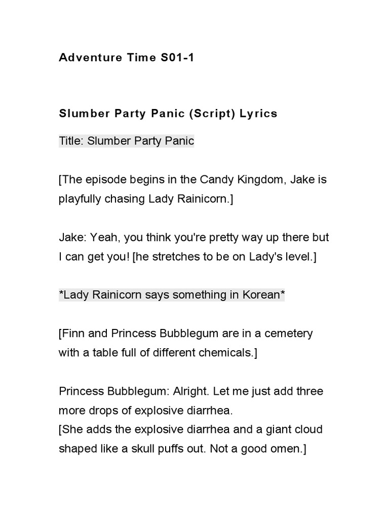 Adventure Time Script S01-1 | PDF