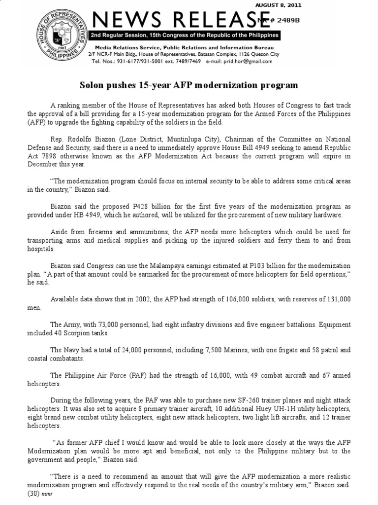 August 8.2011 - B - Solon Pushes 15-Year AFP Modernization Program ...