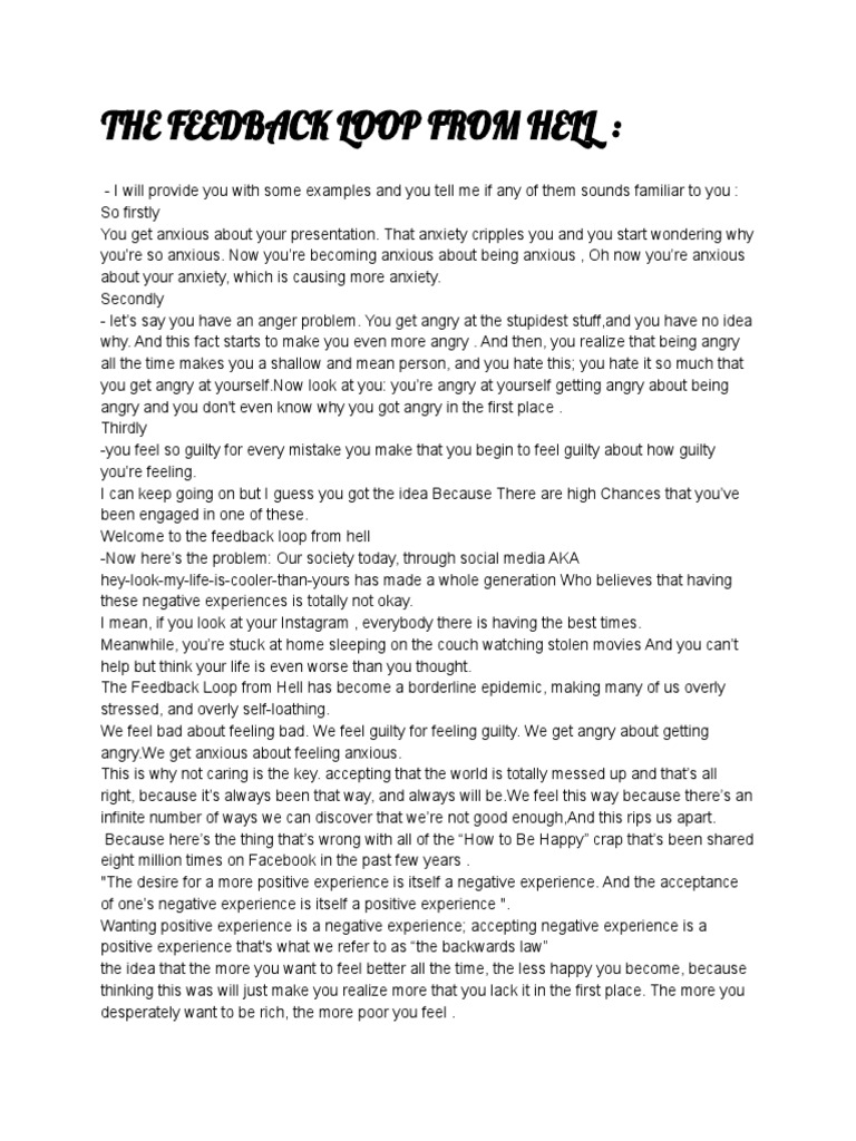 Feedback Loop From Hell Meaning In Hindi