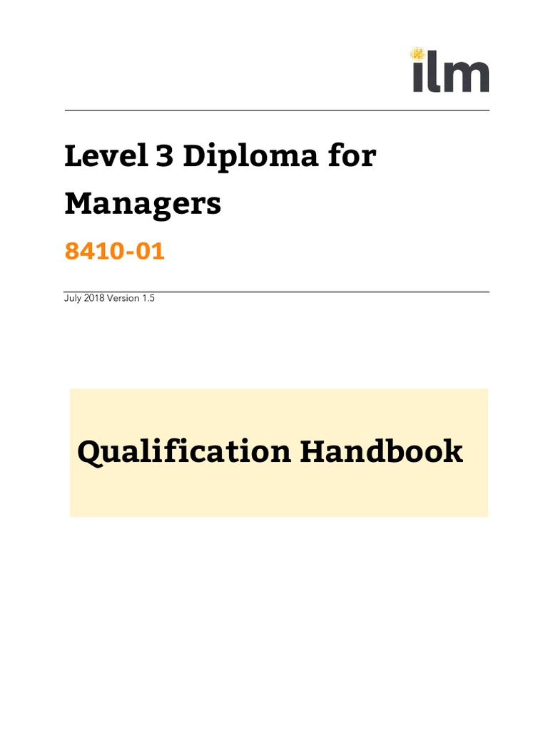 ILM L3 Diploma For Managers 841001 Handbook Final V15 July 18 PDF (1 ...