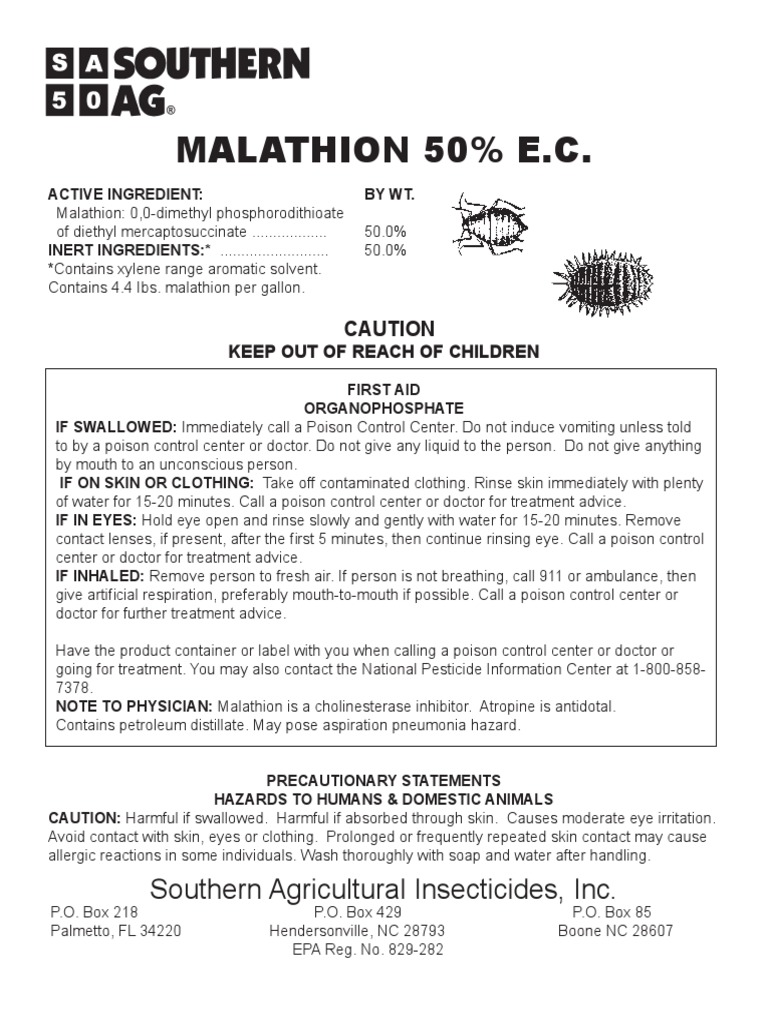 Malathion .50 Label PDF Personal Protective Equipment Pesticide