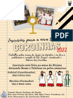 Inscrições para Coroinhas na Capela Nossa Senhora da Penha