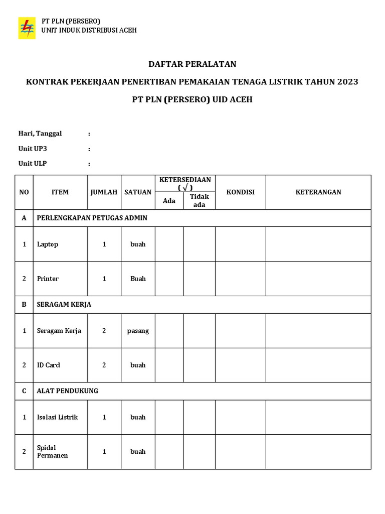 Form Check List Pdf