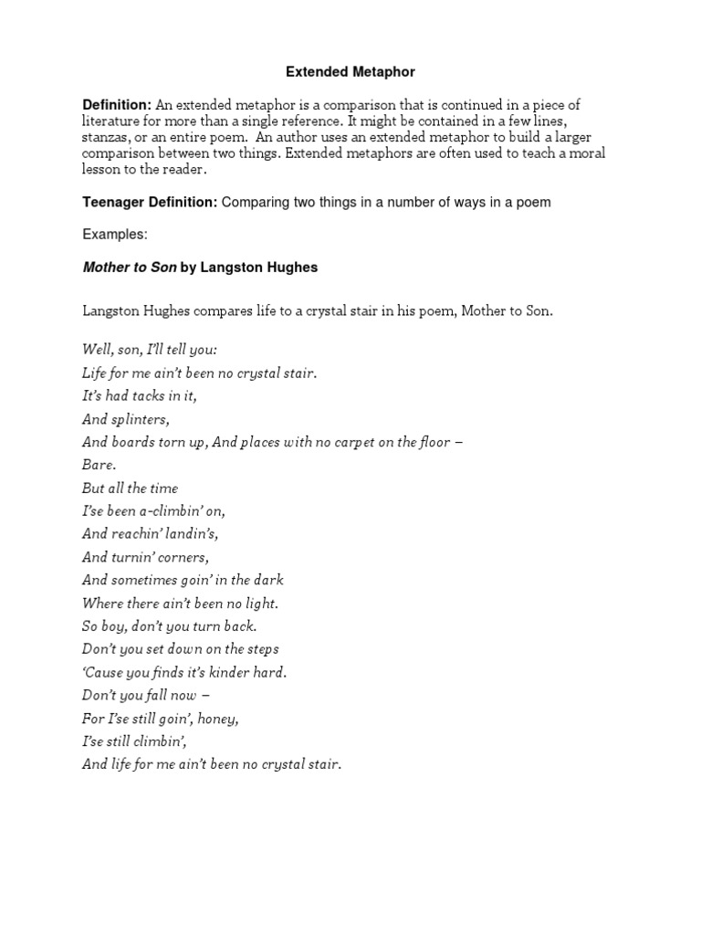 Extended metaphor lesson pdf