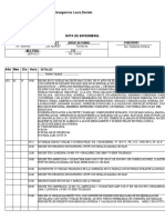 Nota de enfermería de paciente con infección respiratoria y neumonía