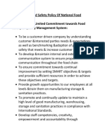 National Food Quality And Safety Policy Commitment
