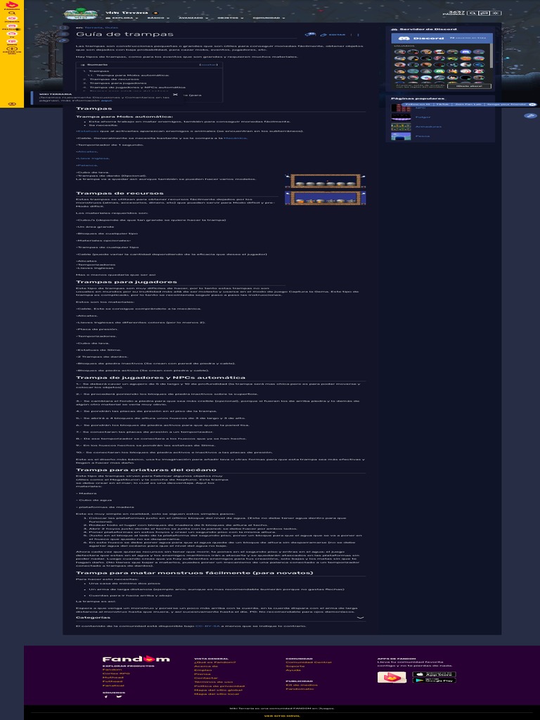 Guía de Trampas - Wiki Terraria | PDF | Wiki