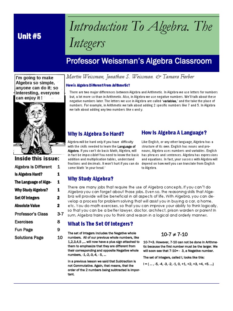 Understanding Algebra Basics and Integers | PDF | Algebra | Arithmetic