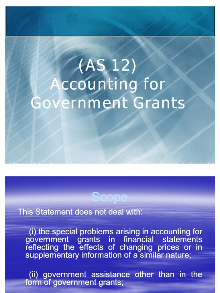 AS_12_Accounting for Government Grants Ppt Statement Book Value
