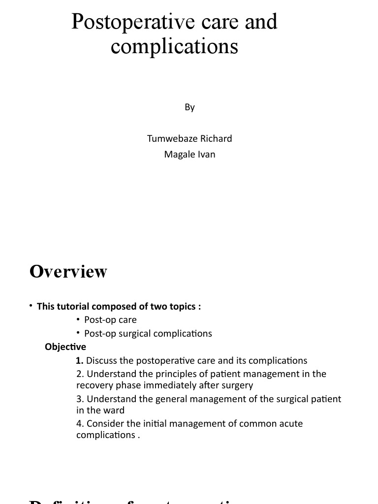7-Postoperative Care and Complications | PDF | Surgery | Thrombosis