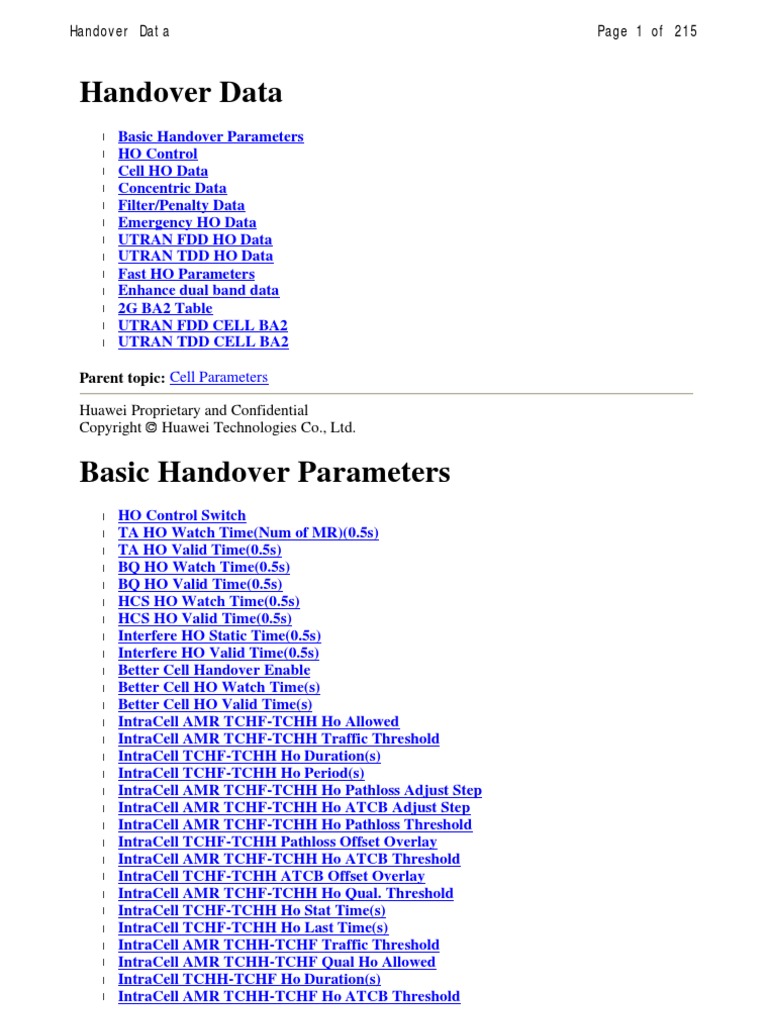 Handover Parameter | Portable Document Format | Algorithms ...