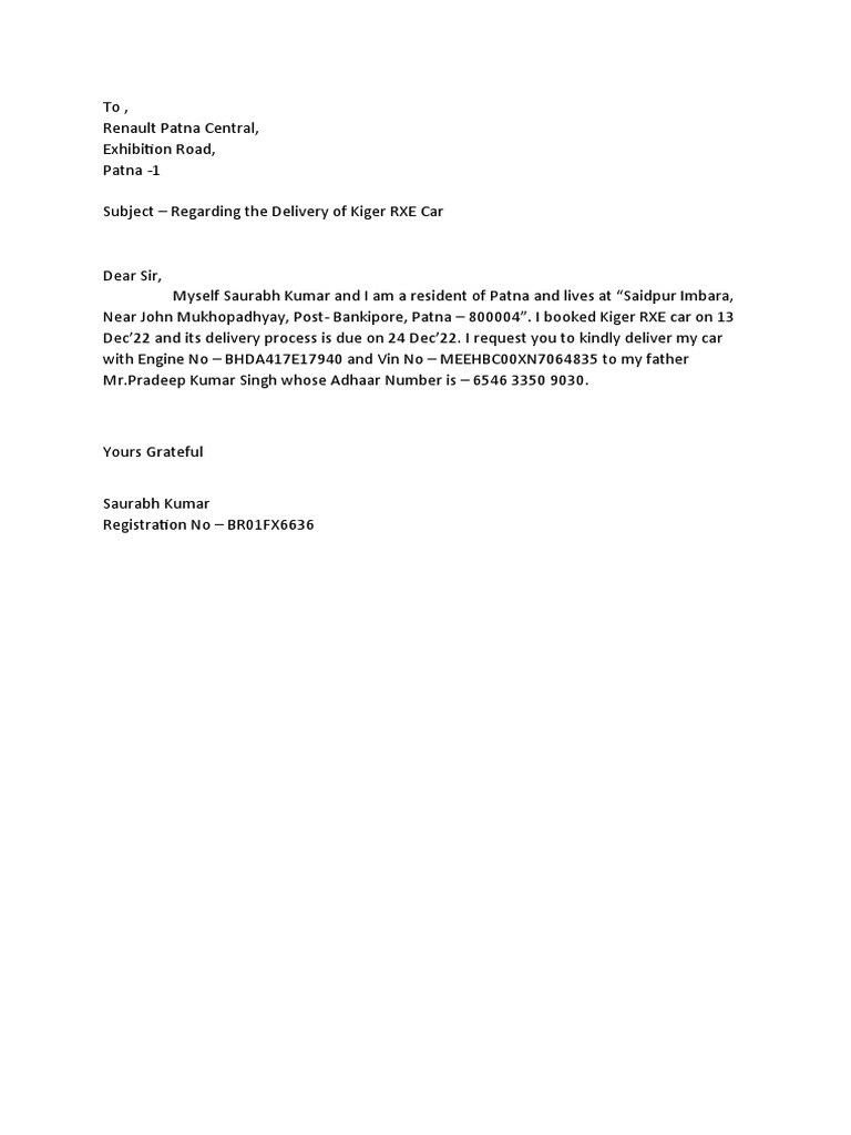 Kiger Delivery Letter PDF
