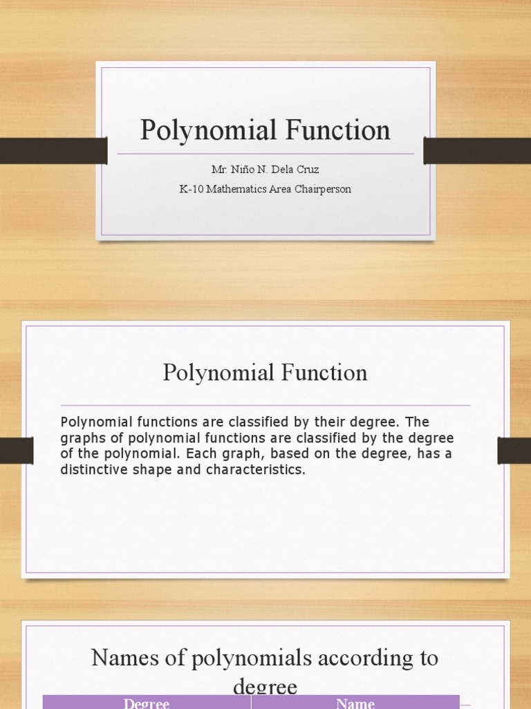 Lesson 1 Polynomial Function PDF Polynomial Numerical Analysis