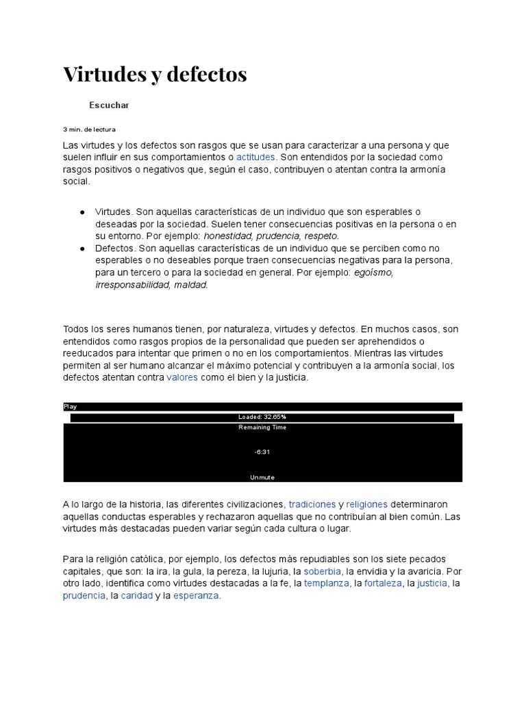 Virtudes y defectos en la personalidad | PDF | Tolerancia | Justicia