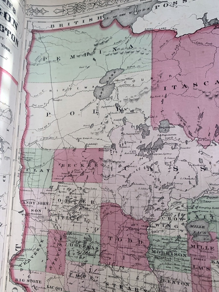 CLOSE UP of Western MN Minnesota Territory Map 1860 PDF