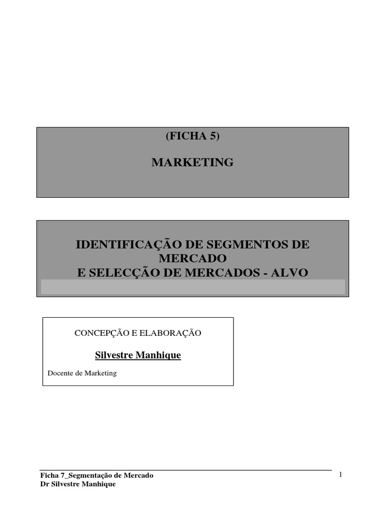 Identificação e Seleção de Segmentos de Mercado | PDF | Marketing ...